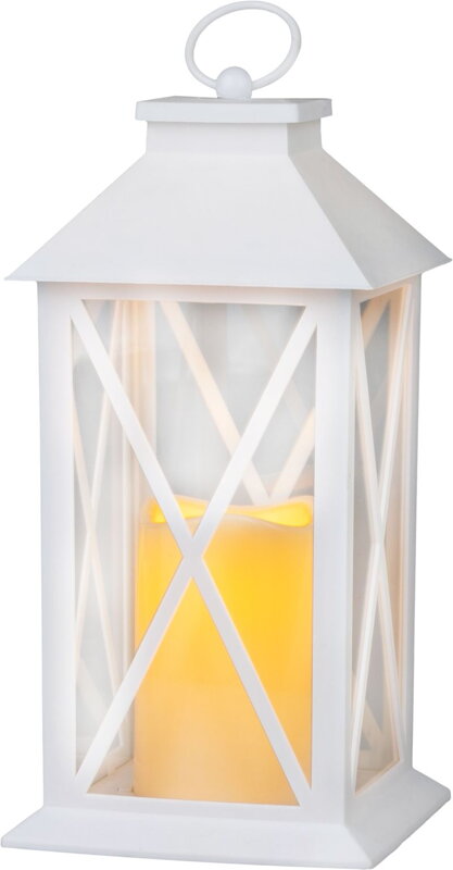 Lampáš LED teplá biela, biely, 14x14x32,2, časovač, pohyblivý plameň Lampáš LED teplá biela, biely, 14x14x32,2, časovač, pohyblivý plameň