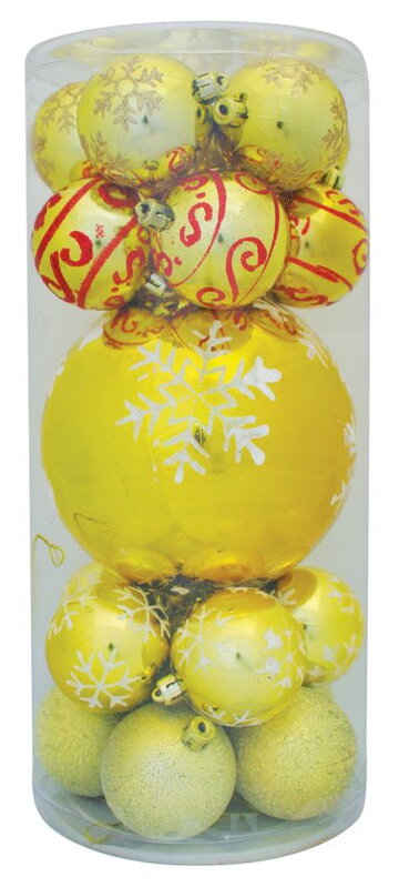 Vianočné ozdoby na stromček 20 ks, zlaté s ornamentmi, mix, 6-17 cm