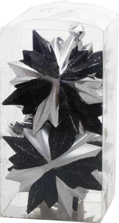 Vianočné ozdoby na stromček 6 ks, čierno-strieborné, 8x9,5 cm Vianočné ozdoby na stromček 6 ks, čierno-strieborné, 8x9,5 cm