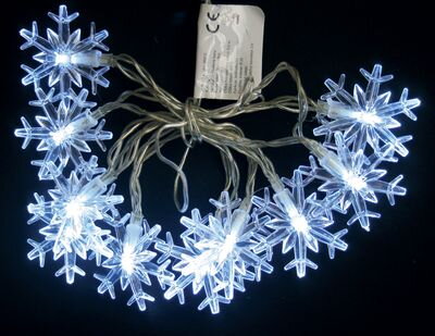 Vianočné osvetlenie reťaz SnowFlake, 90 cm, 10xLED biela, 2xAA