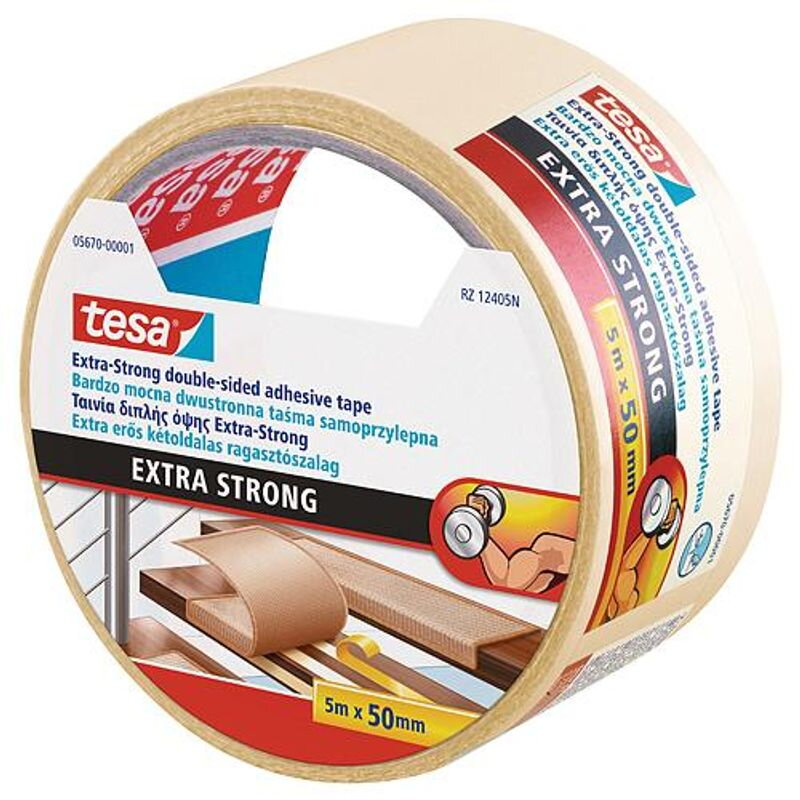 Páska tesa Extra STRONG Permanent, fóliová, biela, 50 mm, L-5 m