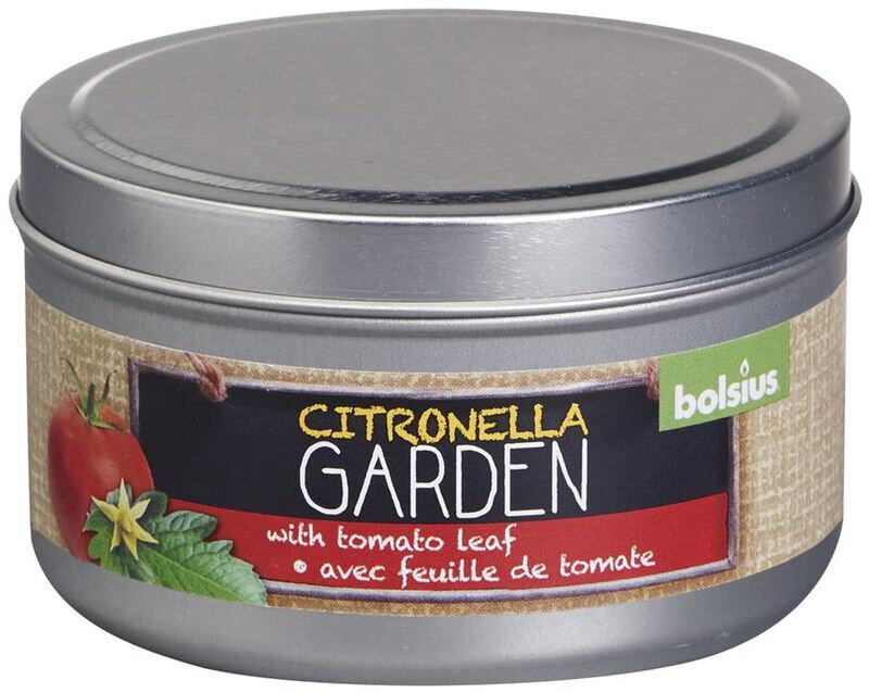 Sviečka proti komárom Bolsius Jar Citronella, paradajka, v plechovej dóze