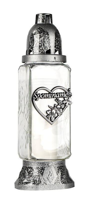 Kahanec Grave, sklo, Spomíname - srdce, 28 h, 80 g, 27 cm, na hrob