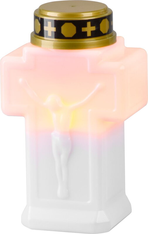 Sviečka na hrob Kríž, LED, biela, 2xAA, 15x9 cm Sviečka na hrob Kríž, LED, biela, 2xAA, 15x9 cm