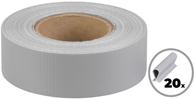 Páska Strend Pro EUROSTANDARD, 47,5 mm, L-35 m, tieniaca, sivá, krycia, na plotové panely, s 20 klipsami, 450 g/m2, PVC, RAL7040