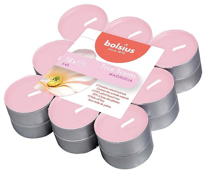 Čajové sviečky Bolsius Tealight True Scents, magnólia, balenie 18 ks