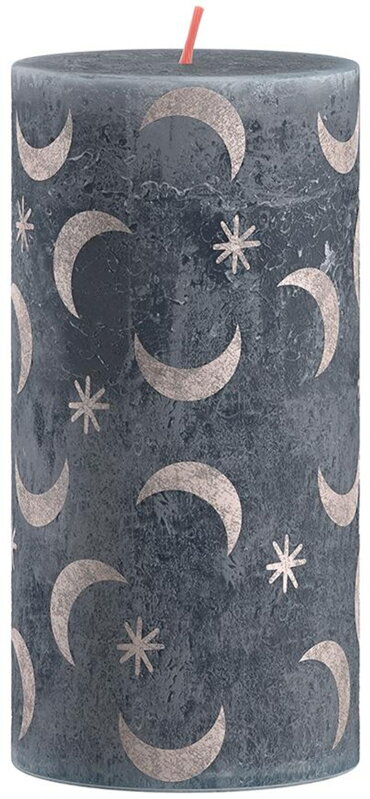 Vianočná sviečka Bolsius Rustic, with print Slate Blue, 130/68 mm