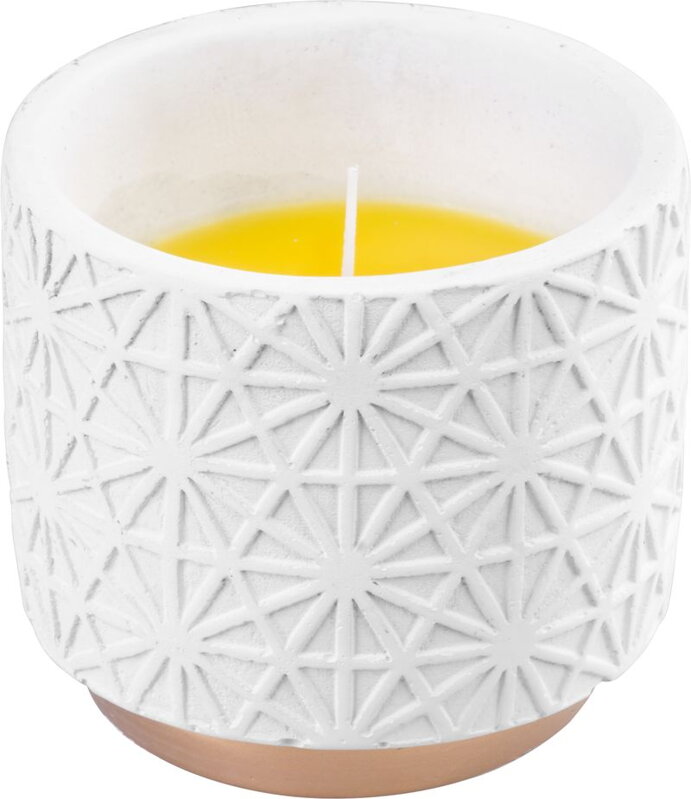 Sviečka proti komárom Citronella, biela, v dekoračnom kvetináči, 200 g, 110x100 mm Sviečka proti komárom Citronella, biela, v dekoračnom kvetináči, 200 g, 110x100 mm