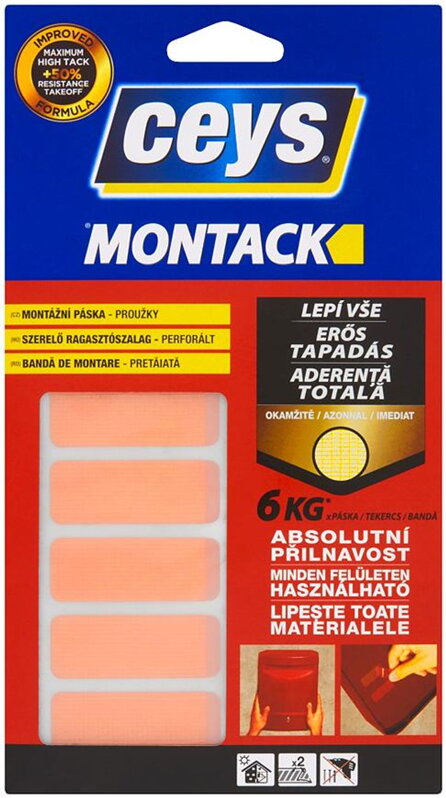 Obojstranná gelovitá montážna páska Montack Express, prúžky 10 ks