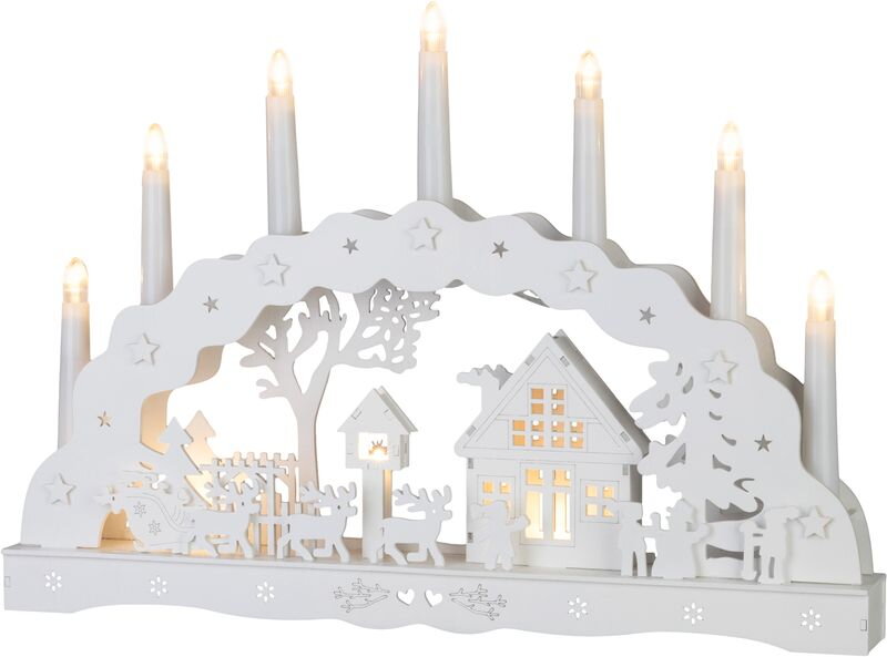 Dekorácia MagicHome Vianoce, domček, plast, 10xLED teplá biela, 45x5.2x31 cm, 2xAA