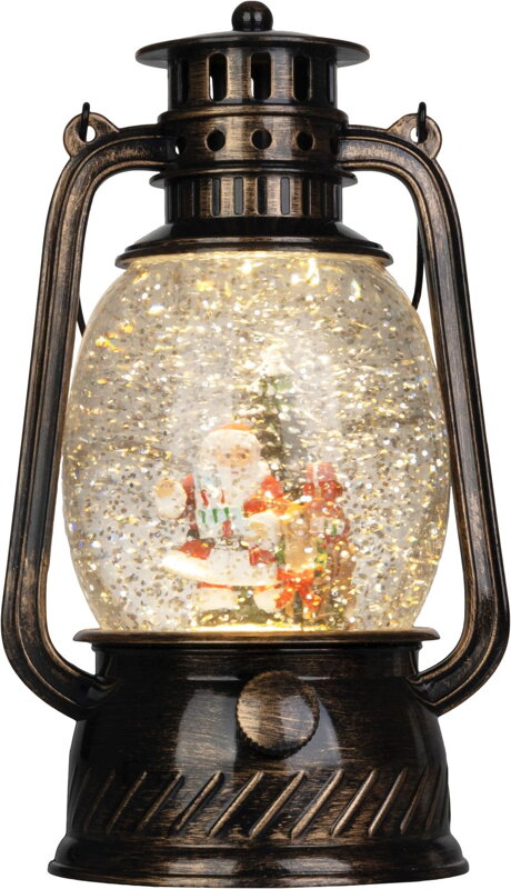 Vianočný lampáš Santa, čierny, 12×10×20,5 cm, 1× LED, 3×AA Vianočný lampáš Santa, čierny, 12×10×20,5 cm, 1× LED, 3×AA