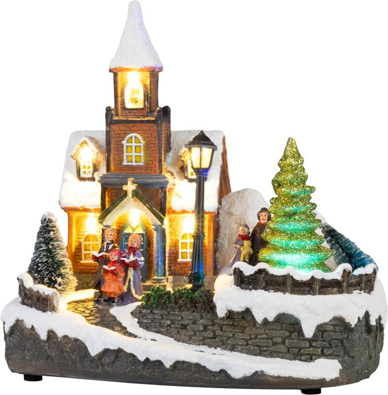 Vianočná dekorácia kostol, 1× LED teplá biela, 21×14,5×20,8 cm Vianočná dekorácia kostol, 1× LED teplá biela, 21×14,5×20,8 cm
