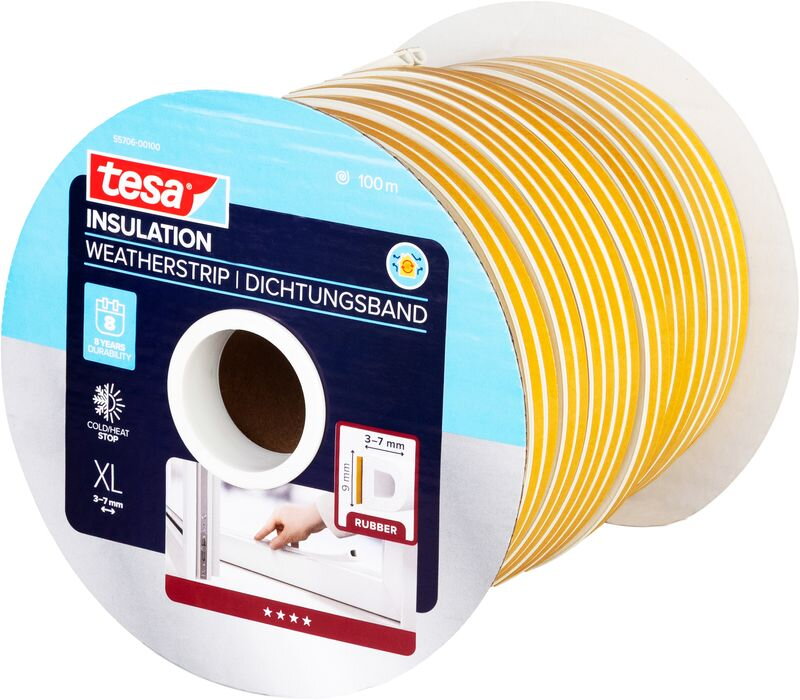 Tesnenie na okná Tesa profil D, 9 mm, hnedé, 100 m