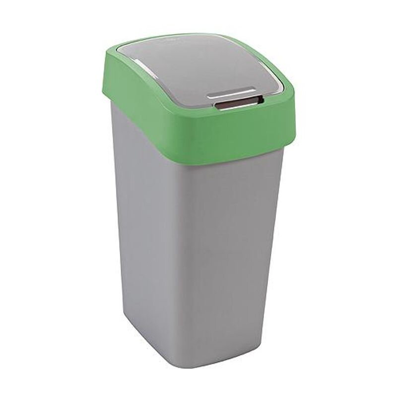 Kôš na odpadky Curver FLIP BIN 25L, šedostrieborný / zelený