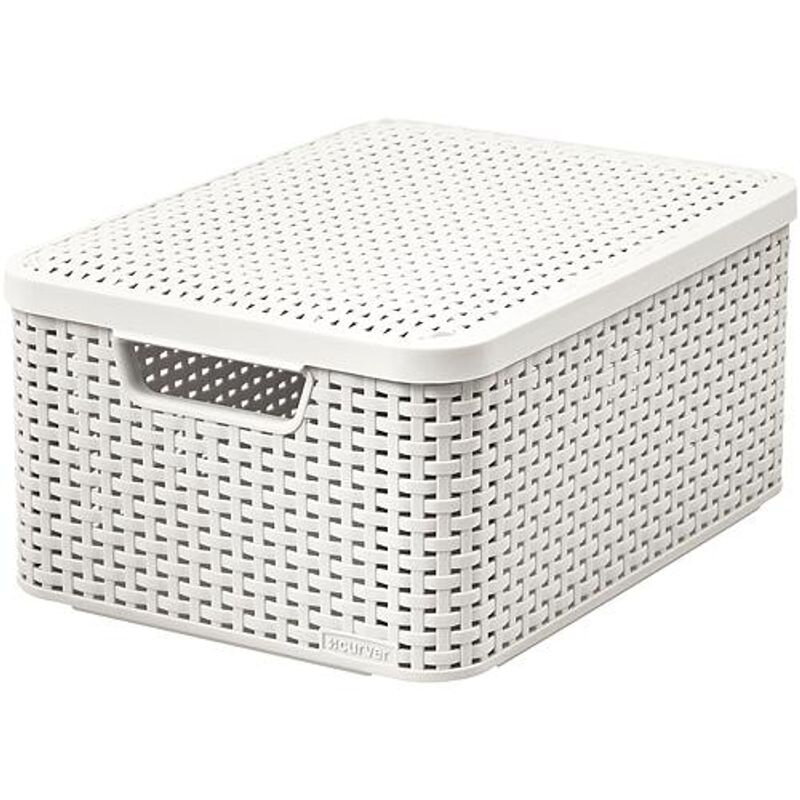 Košík s vekom Curver STYLE2 LID M, krémový, 42x29x19 cm