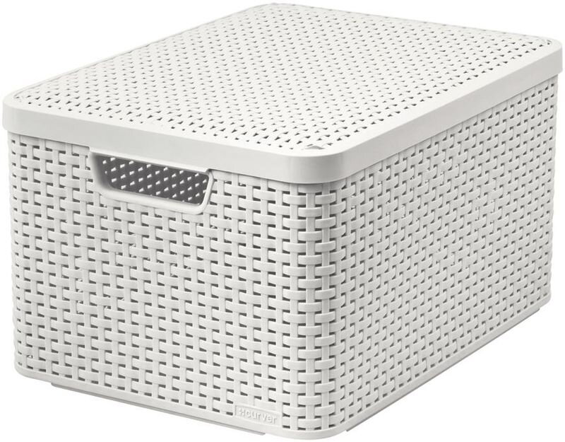 Košík s vekom Curver STYLE2 LID L, krémový, 45x25x33 cm