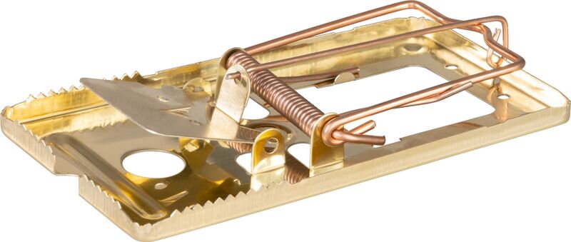 Kovová pasca na potkany – mosadzná, otváracia, 165x90 mm