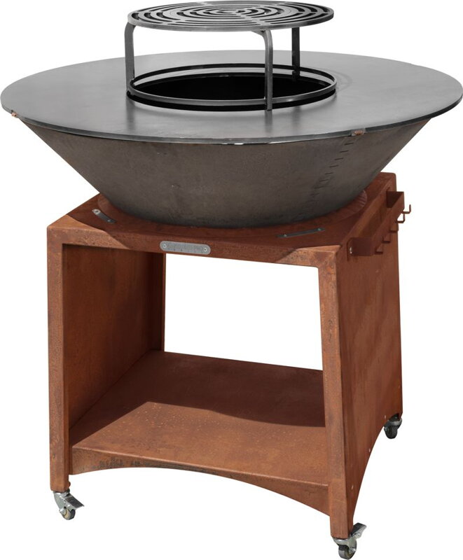 Gril s ohniskom Strend Pro Fiesta, rustikálna oceľ, Ø 100 cm