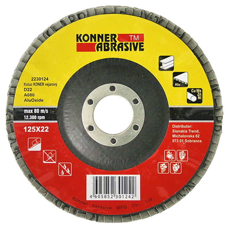 Lamelový kotúč KONNER D22 125 mm, A100, AluOxide