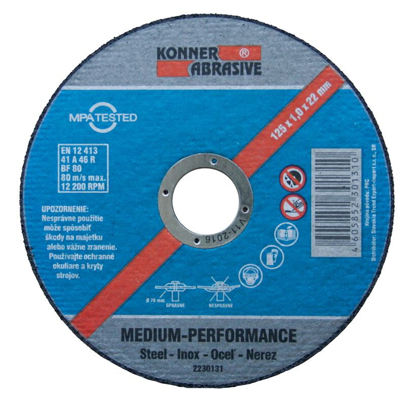Rezný kotúč na kov KONNER D603 125x1,0x22 mm Rezný kotúč na kov KONNER D603 125x1,0x22 mm