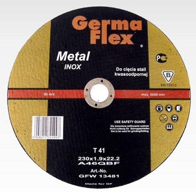 Kotuc GermaFlex Metal/Inox T41 115x2,0x22,2 mm, A36Q Inox BF, ocel/nerez