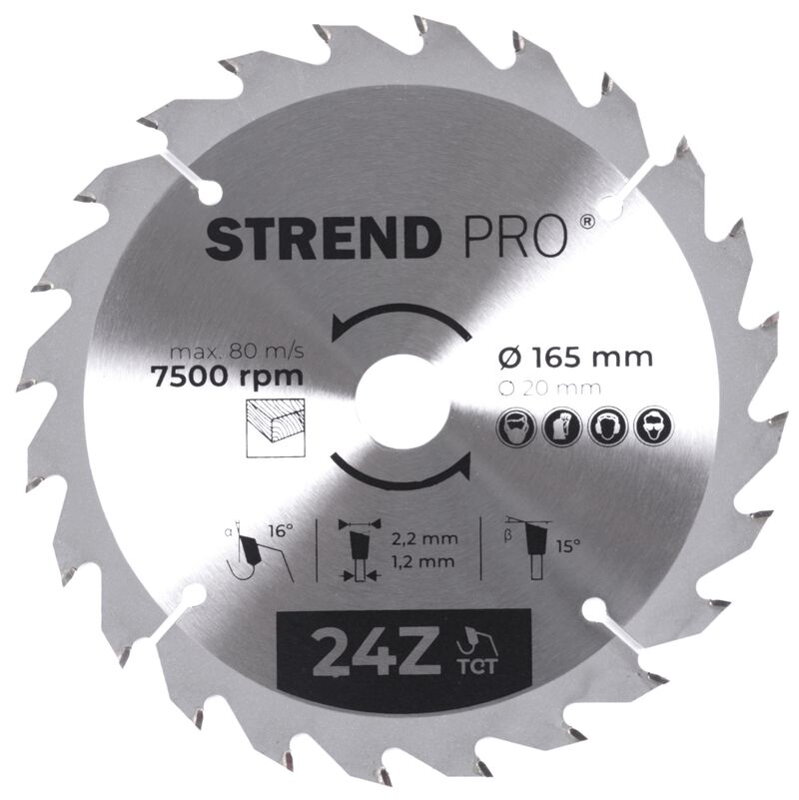 Pílový kotúč TCT 165x2,2x20 mm 24T – na drevo, SK plátky Pílový kotúč TCT 165x2,2x20 mm 24T – na drevo, SK plátky