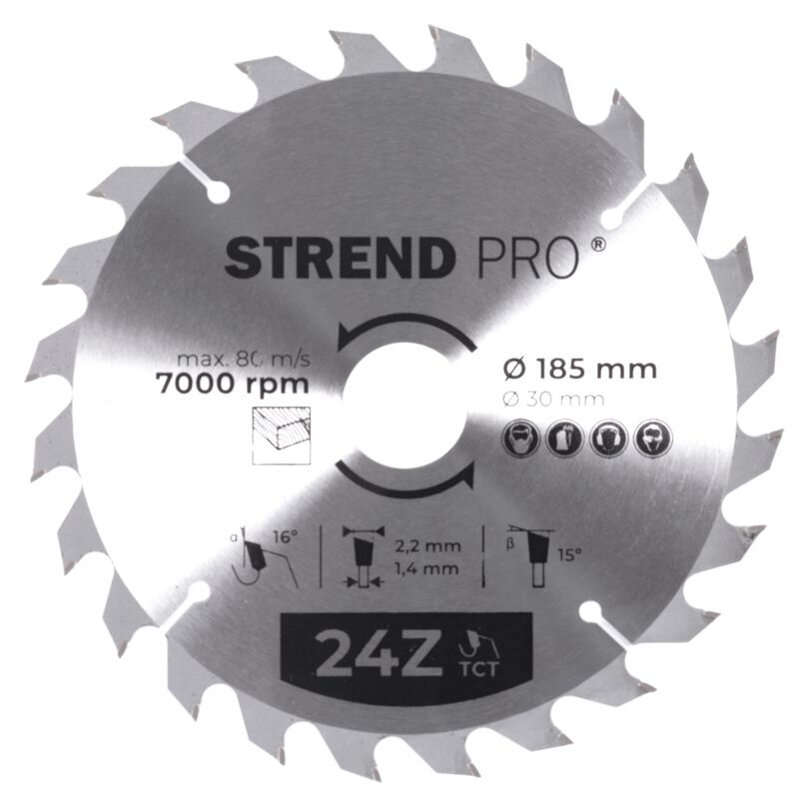 Pílový kotúč TCT 185x2.2x30/20 mm 24T, na drevo, SK plátkami Pílový kotúč TCT 185x2.2x30/20 mm 24T, na drevo, SK plátkami