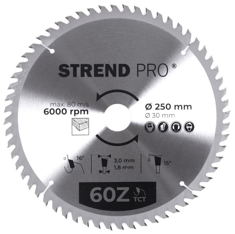 Pílový kotúč TCT 250x3.0x30/20 mm 60T, na drevo, SK plátkami Pílový kotúč TCT 250x3.0x30/20 mm 60T, na drevo, SK plátkami