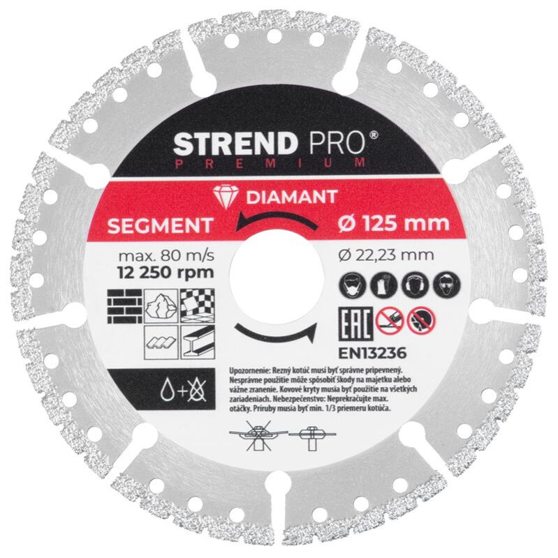 Diamantový kotúč Strend Pro Premium, Vacuum Brazed, 125 mm, rezný Diamantový kotúč Strend Pro Premium, Vacuum Brazed, 125 mm, rezný