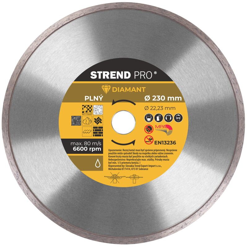 Diamantový kotúč Strend Pro 521B, 230 mm, Plný Diamantový kotúč Strend Pro 521B, 230 mm, Plný