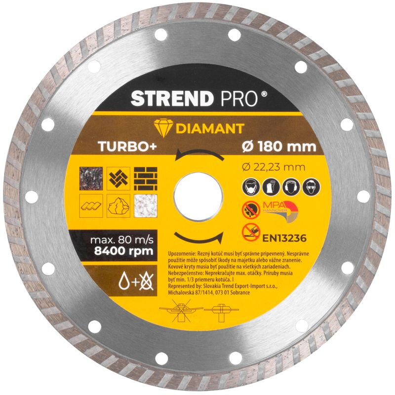 Diamantový kotúč Strend Pro 521C, 180 mm, Turbo + Diamantový kotúč Strend Pro 521C, 180 mm, Turbo +