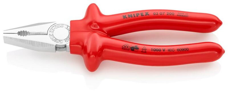 Kliešte KNIPEX 03 07 200 – 200 mm, kombinované, CrV, VDE 1000V