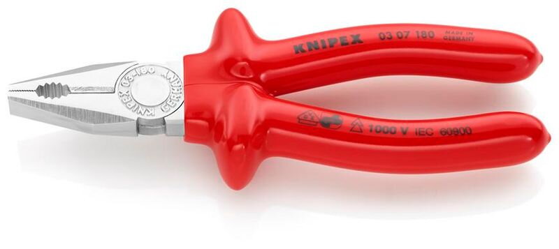 Kliešte KNIPEX 03 07 180 – kombinované, CrV, VDE 1000V