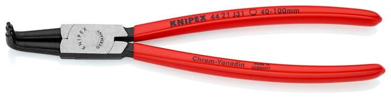 Kliešte KNIPEX 44 21 J31 – 40-100 mm, zahnuté 90°, na vnútorné poistné krúžky