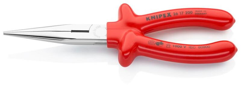 Kliešte KNIPEX 26 17 200 – 200 mm, polgulaté, rovné, úzke, CrV, VDE 1000V