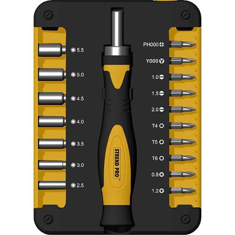 Sada bitov a hlavíc Strend Pro WT536, 18-dielna, so skrutkovačom