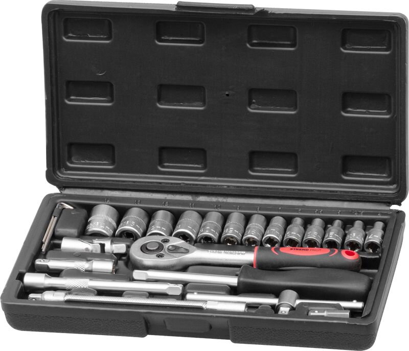 Sada náradia Strend Pro, 25 dielna, hlavice, 1/4" račňa, v kufri Sada náradia Strend Pro, 25 dielna, hlavice, 1/4" račňa, v kufri