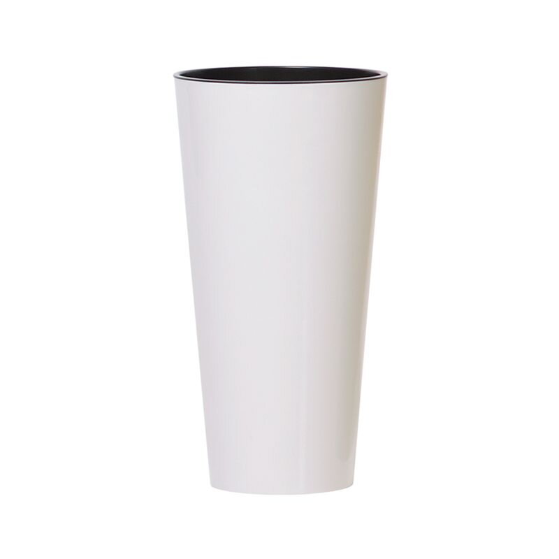 Kvetináč TUBUS Slim Shine – 250x476 mm, biely, s vložkou Kvetináč TUBUS Slim Shine – 250x476 mm, biely, s vložkou