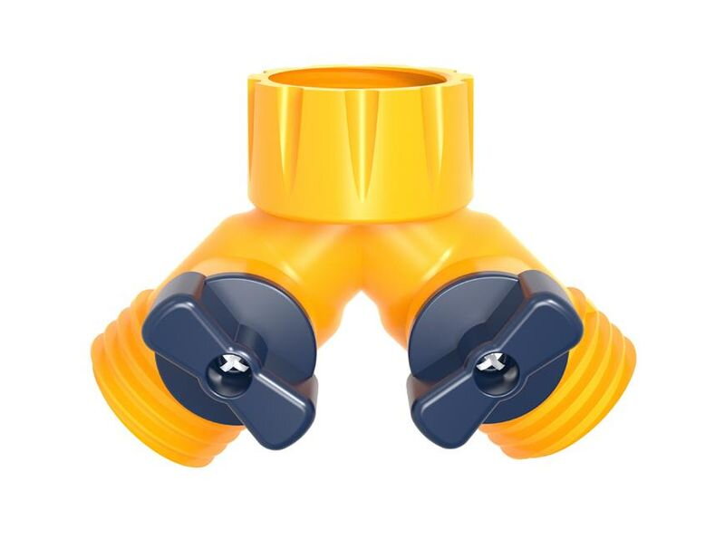 Rozbočovač Strend Pro Garden, 2-way spojka, záhradná, s regulačnými ventilmi