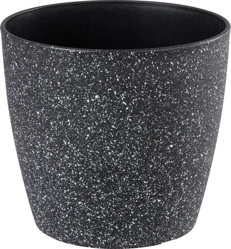 Čierny kvetináč Strend Pro Stone, 23x20,5 cm, efekt kameňa Čierny kvetináč Strend Pro Stone, 23x20,5 cm, efekt kameňa