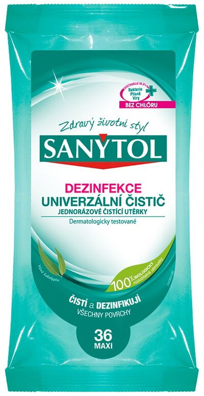 Dezinfekcia Sanytol, univerzálny čistič, utierky, 36 ks