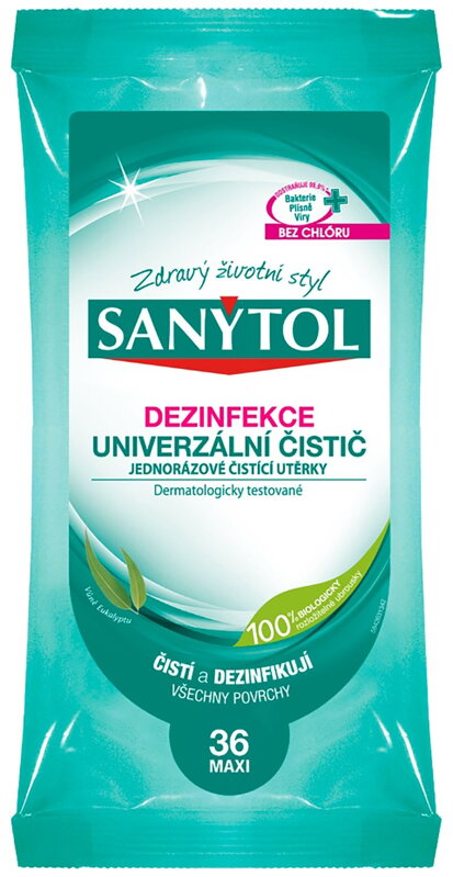 Dezinfekcia Sanytol, univerzálny čistič, jednorazové utierky, 36 ks