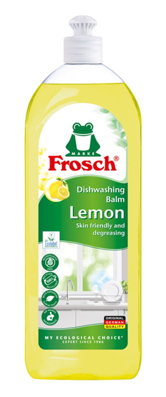 Prostriedok Frosch, balzam, na umývanie riadu, citrón, 750 ml Prostriedok Frosch, balzam, na umývanie riadu, citrón, 750 ml