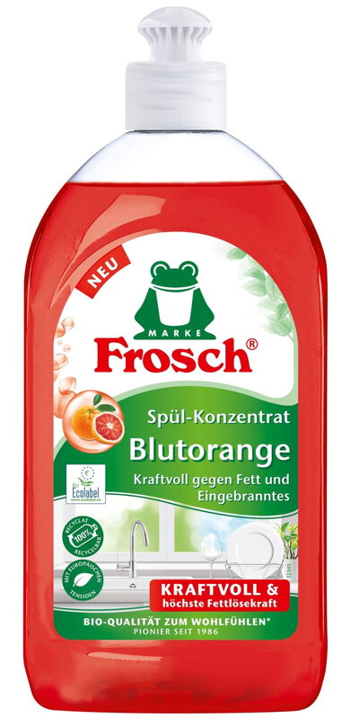 Prostriedok Frosch, na umývanie riadu, červený pomaranč, 500 ml