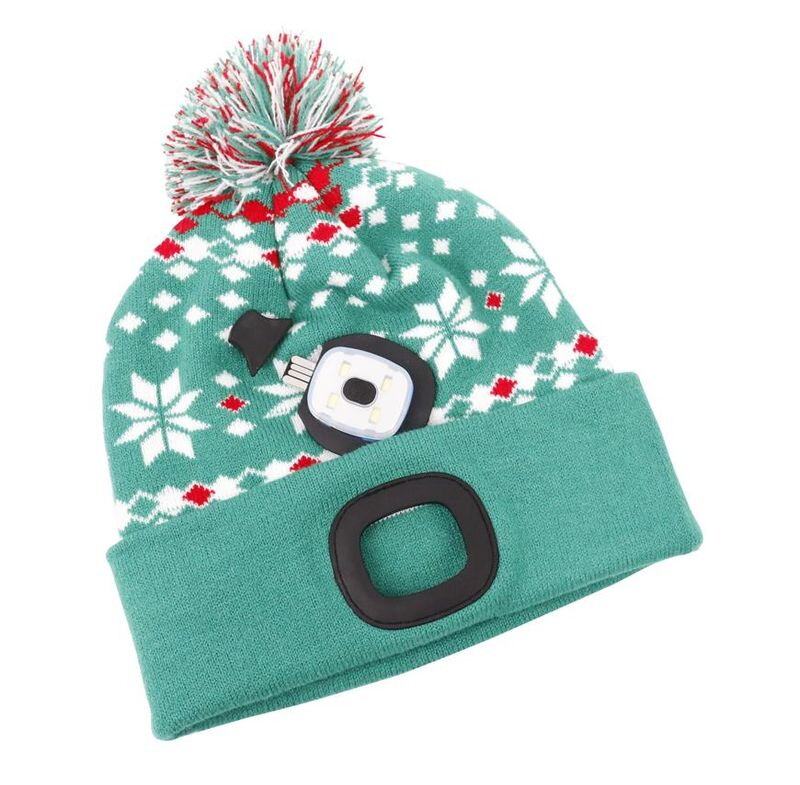 Čiapka s LED svetlom X mas zelená L, 4x SMD LED, 60 lm