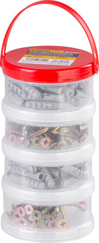 Sada vrutov a hmoždiniek Strend Pro, vruty 5x80 a 5x40, hmoždinky 8x40, 150 ks Sada vrutov a hmoždiniek Strend Pro, vruty 5x80 a 5x40, hmoždinky 8x40, 150 ks