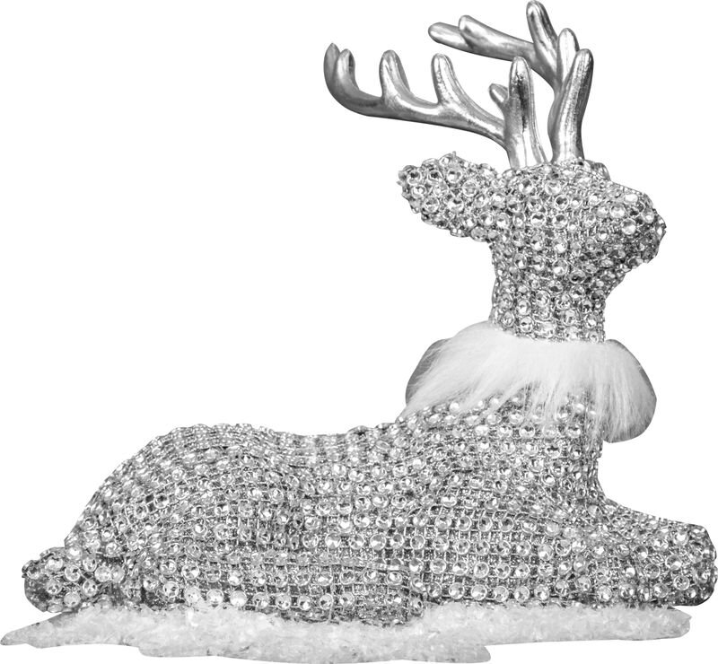 Vianočná dekorácia Sob sediaci, strieborný, 19x17 cm Vianočná dekorácia Sob sediaci, strieborný, 19x17 cm