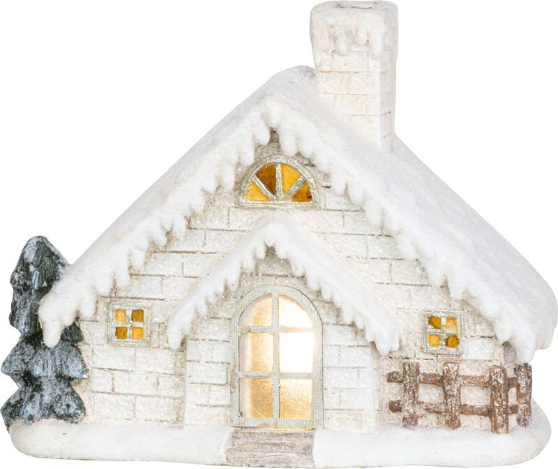Vianočná dekorácia Domček s komínom, magnesia, 40 cm, LED
