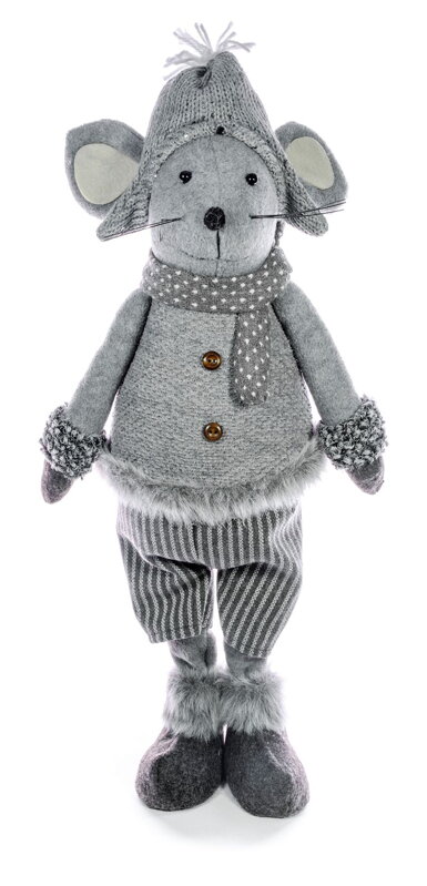 Vianočná dekorácia Myš s čiapkou, 57 cm