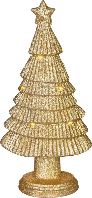 Dekorácia MagicHome Vianoce, stromček LED, polyresin, zlatý, 15,5x11x31 cm